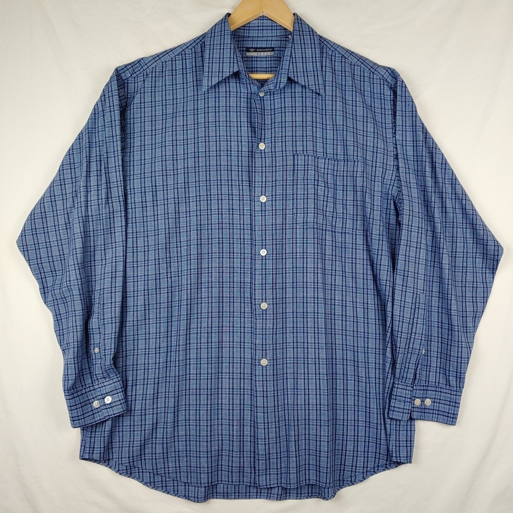 Dockers Shirt Mens Large Blue Plaid Exact Long Sleeve Button Up